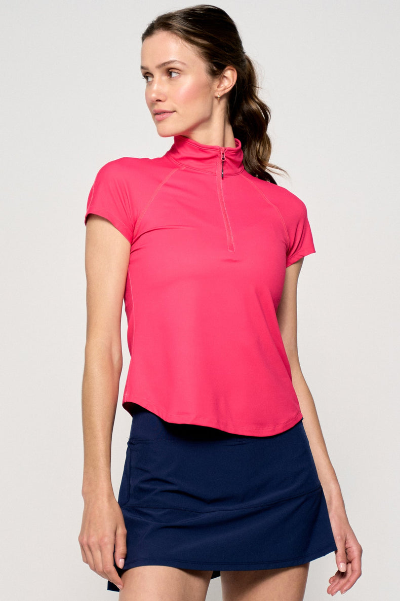 Sly Zip Mock - UPF 50+ Raspberry