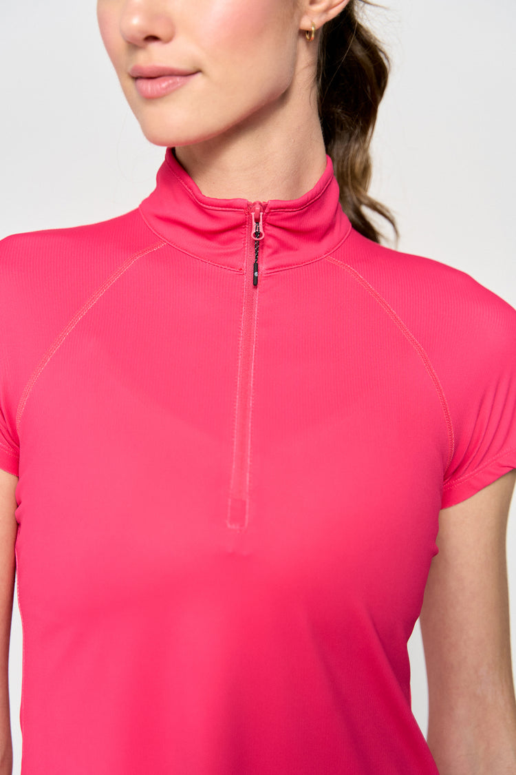 Sly Zip Mock - UPF 50+ Raspberry