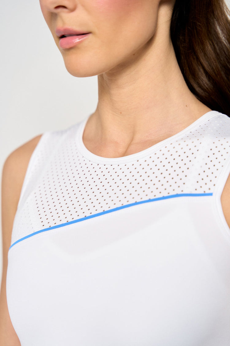 Sporty Tank - White/Blue Sky