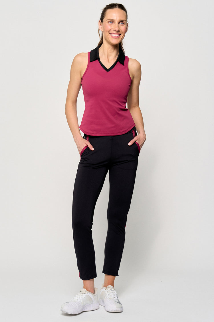 Driver Pant - Black/Burgundy