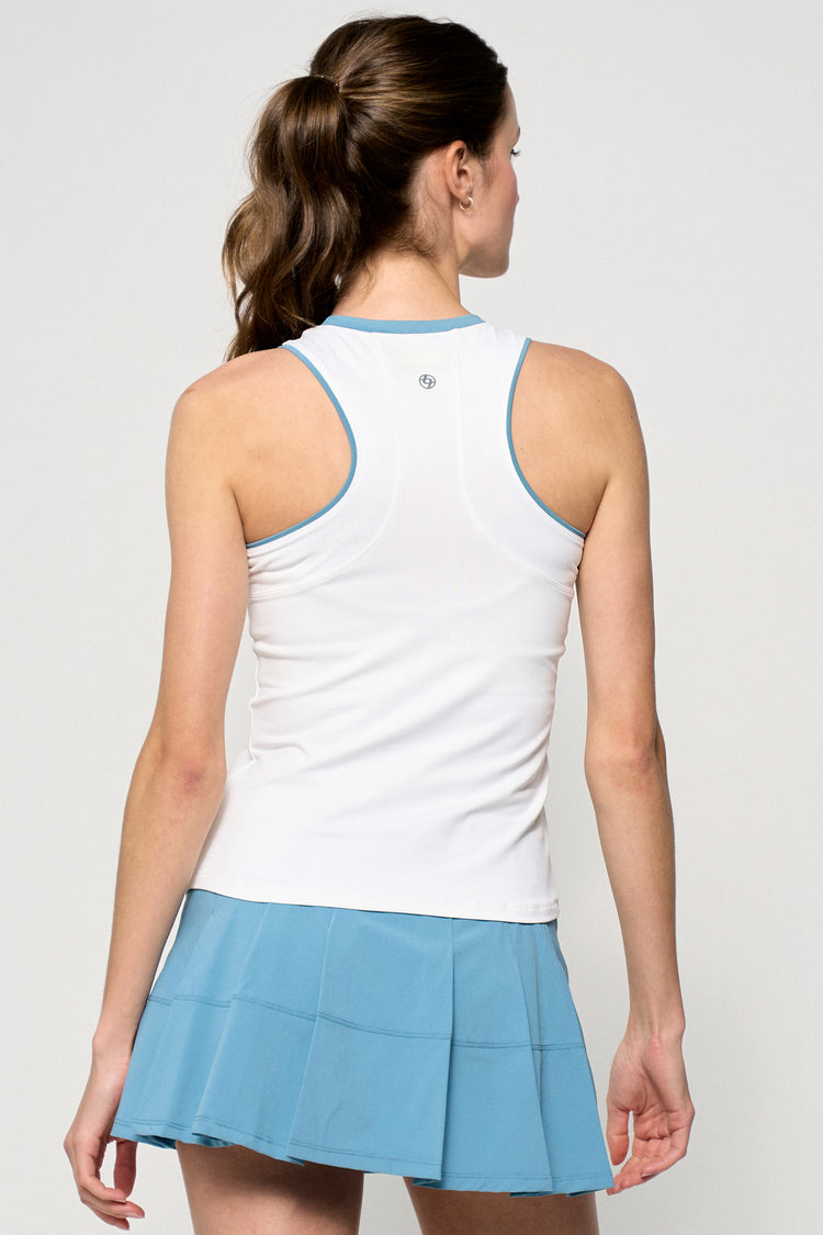 Gracey Tank - White/Dusty Blue