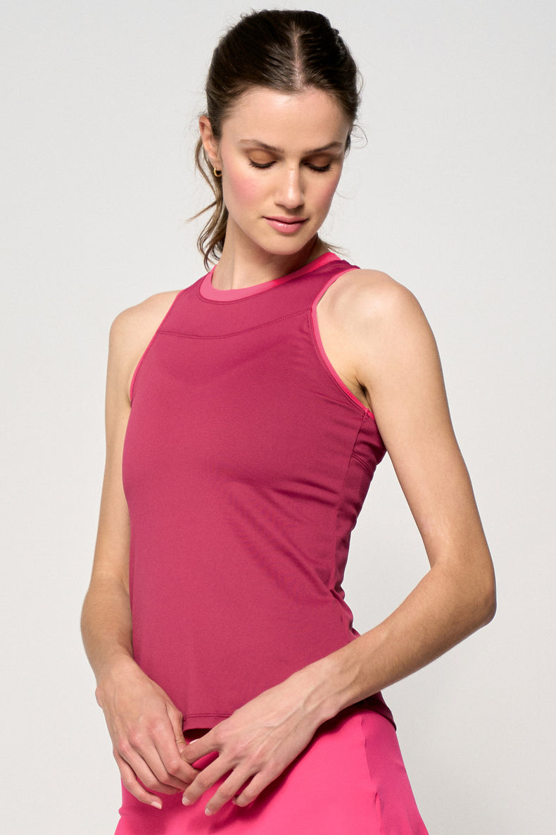 Gracey Tank - Burgundy/Bright Pink