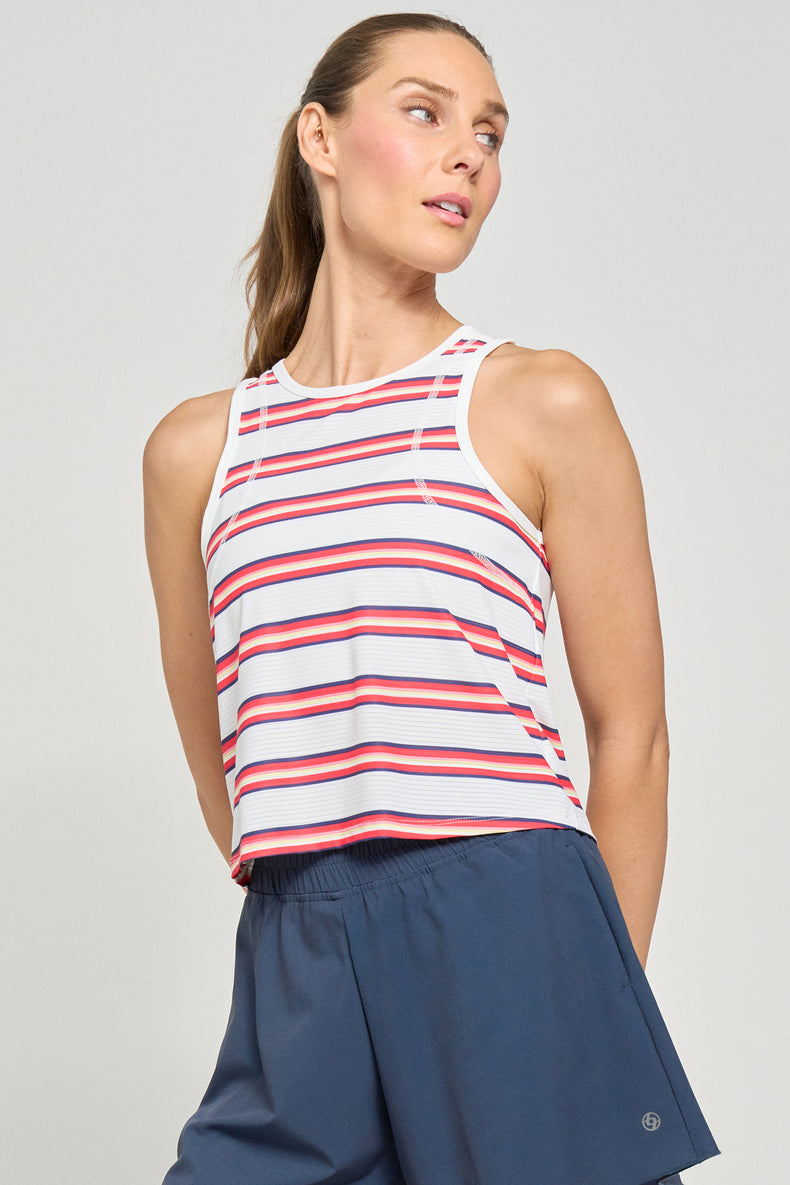 Shift Tank Printed Hibiscus Stripe