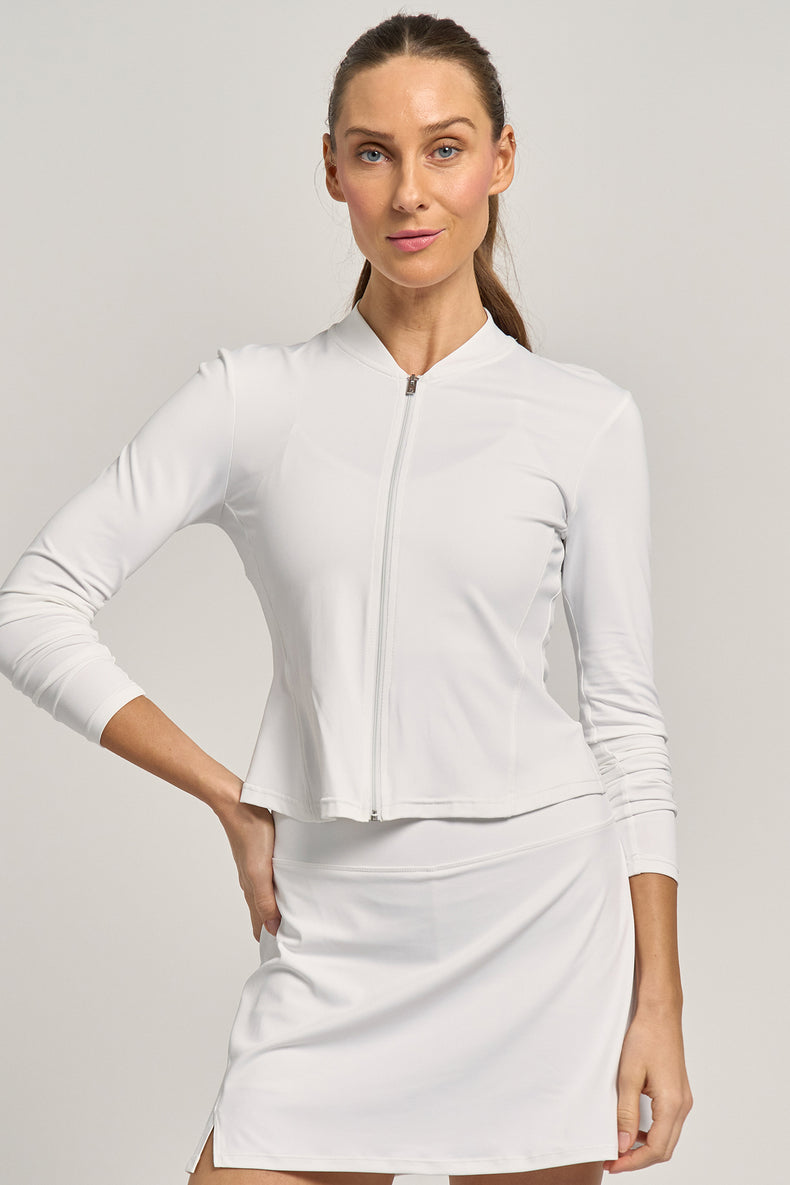 Zip Up Long Sleeve White