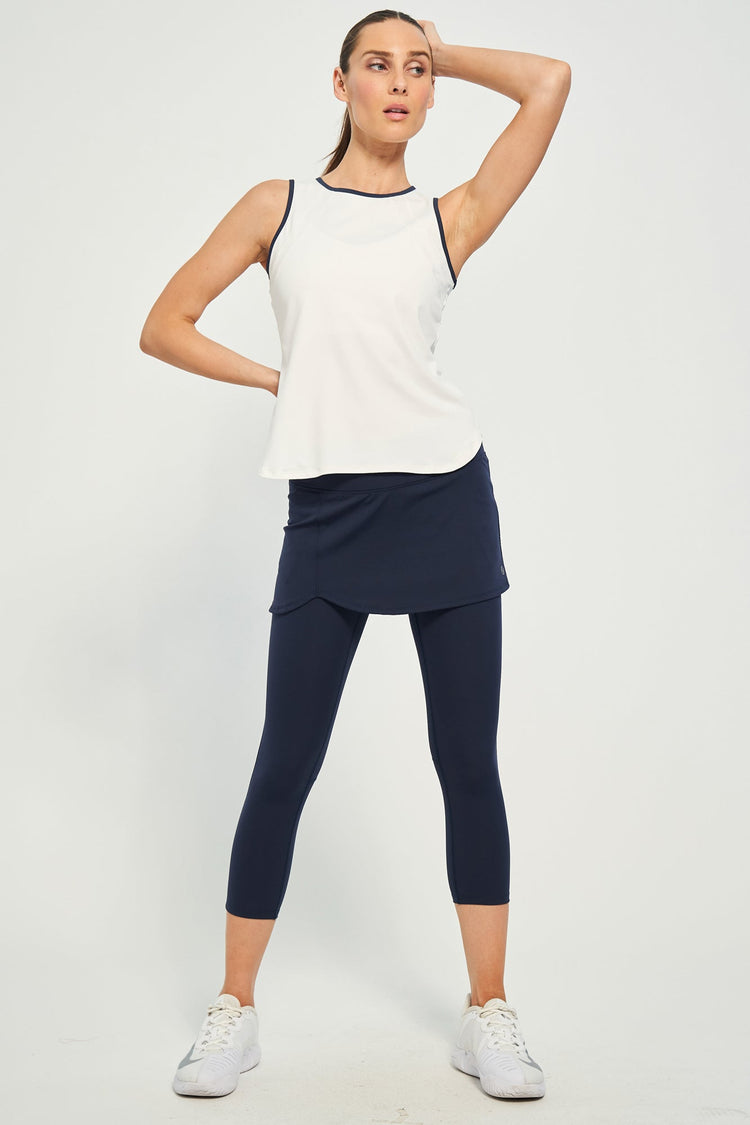 Bea Tank - White/Dark Navy