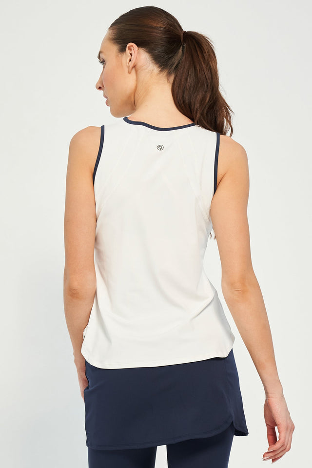 Bea Tank - White/Dark Navy