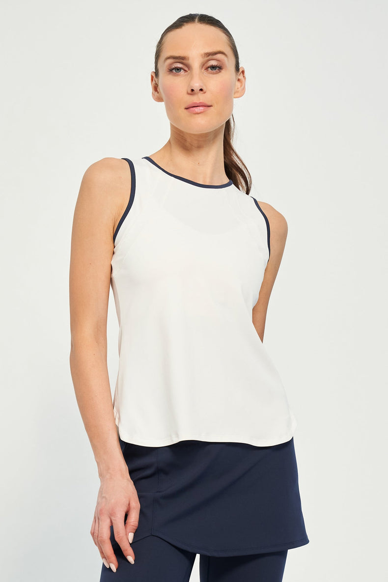 Bea Tank - White/Dark Navy