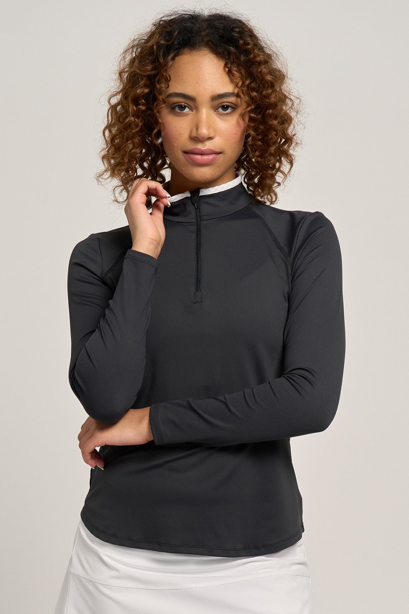 Lija ブラック ハイネック Luxury Long Sleeve Tops for Women — Designed for Tennis