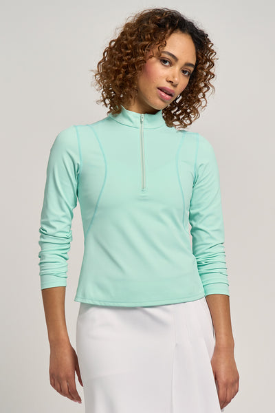 Nolan Zip Mock Electric Mint - FINAL SALE – LIJA