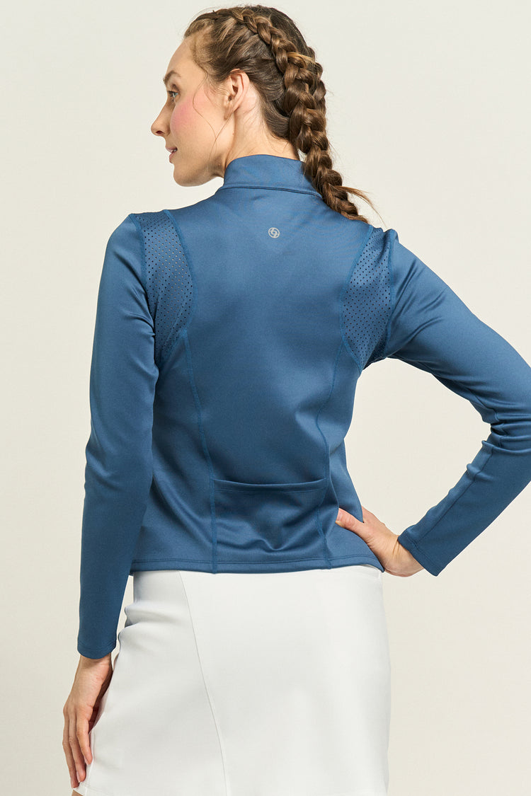 Nolan Zip Mock Night Blue