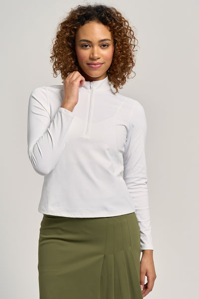 Nolan Zip Mock White - FINAL SALE – LIJA