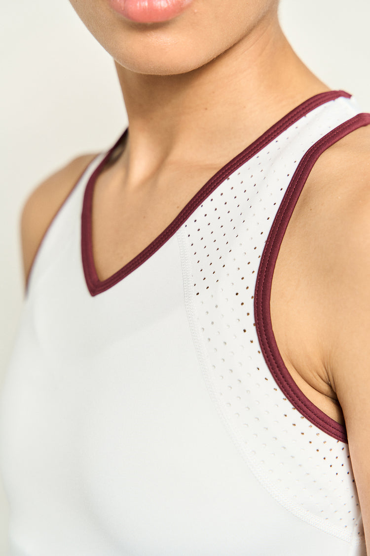 Starter Tank White/Cabernet Burgundy