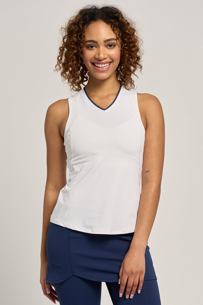Victory Tank - White/Dark Navy