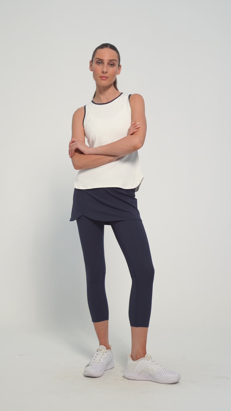 Bea Tank - White/Dark Navy