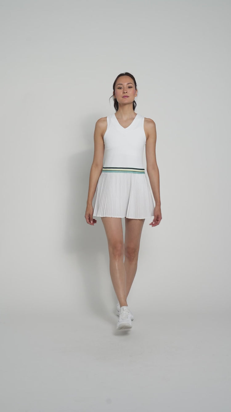 Vale Dress White/Pine Green Multi
